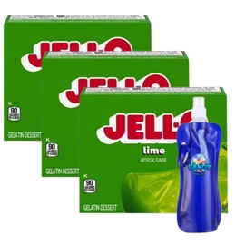 Candy Freezer Gelatin Dessert Mix - 3 oz Boxes (Pack of 3) - With Collapsible Bottle (Lime) - Bottle