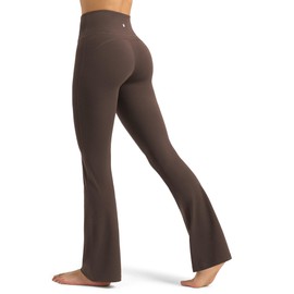 Willit Butterflux Yoga Pants Women Flare Workout Leggings for Women Tummy Control High Waisted Flare Yoga Legging 33" Dark Brown L