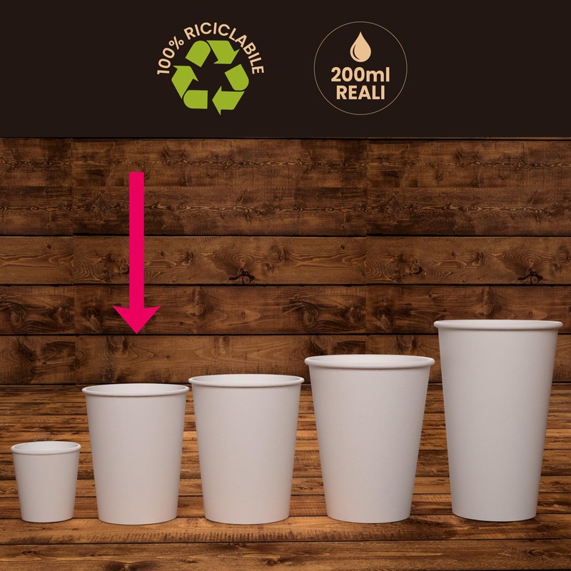 100 Paper Cups 200ml Eco Friendly Biodegradable Disposable Asport Warm