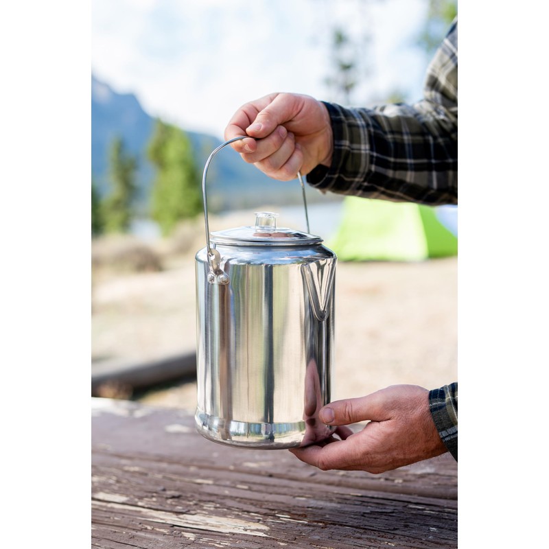 Stansport Camper's Percolator Coffee Pot 9 Cups (277) Silver