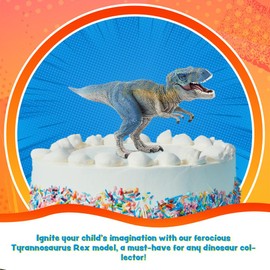Realistic Tyrannosaurus Rex Toy - 11-inch Large Dinosaur Action Figure with Movable Jaw, STEM Learning Dinosaur Toys for Ages 4+ Boys & Girls, Blue T-Rex Gift for Kids & Collectors
