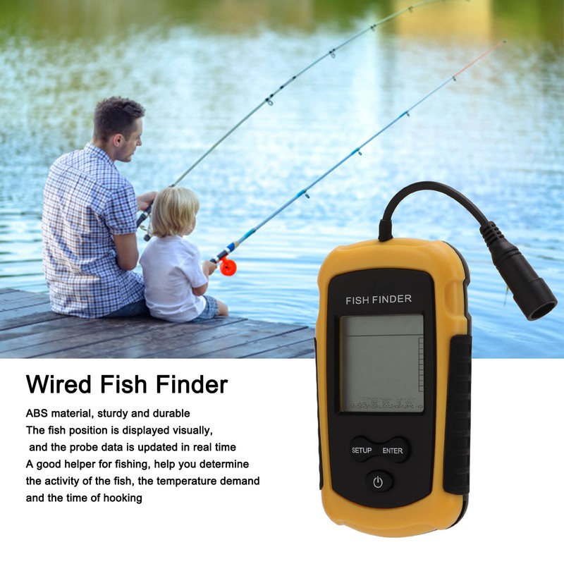 Wired Fish Finder ABS Portable Sonar Intelligent Underwater Fishfinder with