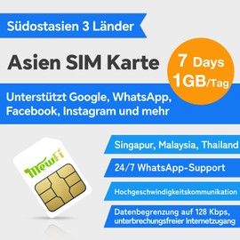 Mewfi Singapore, Malaysia and Thailand SIM Card - 1GB/Day Easy Activation