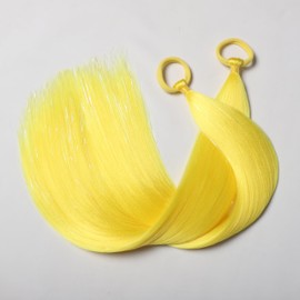 Yellow Hair Extensions for Kids Ponytail Extension 2 Packs, 20 inch Crazy Hair Day Accessories for Girls, DIY Festival Wacky Rave Braids,Tinsel Mixed