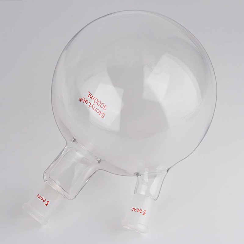 StonyLab Glass 2 Neck Round Bottom Flask RBF, with 24/40