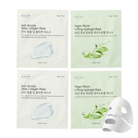Mascarilla Facial De Colágeno Hidrogel Ohmypure Paquete De Lujo K-Beauty(2 Unidades Antiarrugas 2 Unidades De Mucina Vegana)(Muestra 4)