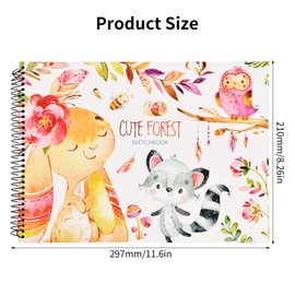 A4 Sketchbook 21 x 29 cm Sketchbook 100 Pages / 50 Sheets Sketchpad for Children 110gsm Sketchbook Spiral Bound Acid Free Artist Drawing Pad with Hardboard for Painting Sketching Doodling