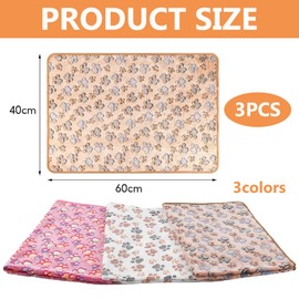 YgonziRuvc 3-Pack Washable Pet Blankets, Dog Blankets Soft Coral Velvet 60 * 40cm, Warm Cozy Pet Blankets for Cats and Dogs, Fluffy Puppy Blanket Set of 3 Colors (White, Pink, Brown)