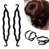 6PCS Black Plastic Bun Maker Double Hook Hair Styling Hairpins