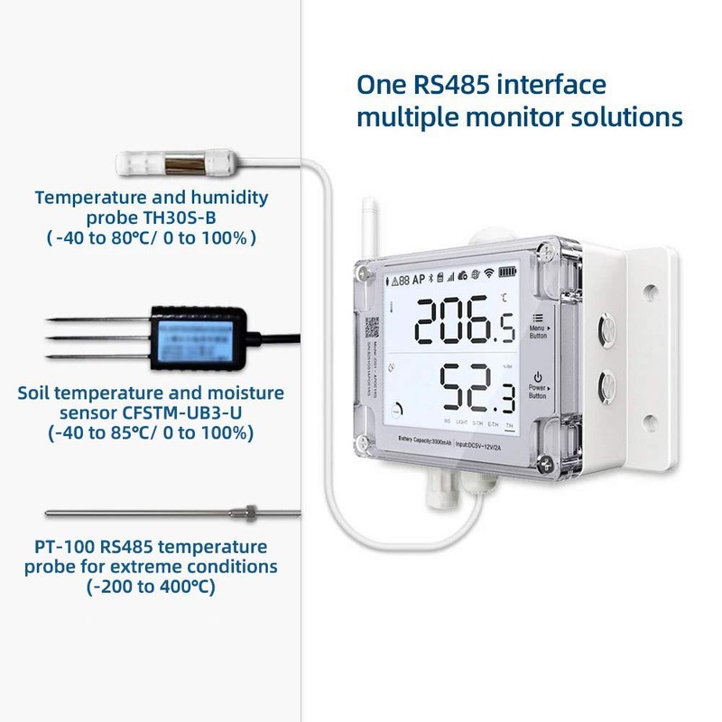 UbiBot RS485 Soil Temperature and Moisture Sensor, Stainless Soil Probe