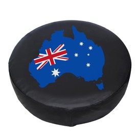 Spare Tyre Cover, Wheel Cover with Australia Flag PVC Leather Waterproof Dust-Proof Universal Fit for Jeep Trailer RV SUV Camper Vehicle (17 Inch)