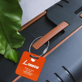 Etiqueta de equipaje acrílica personalizada con agujero y lazo de acero para maletas, etiquetas de dirección de nombre personalizadas, etiquetas de identificación seguras grabadas, juego de 4.2 x 2