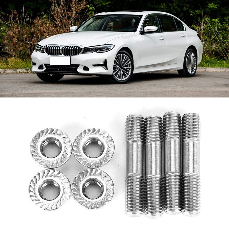 Exhaust Manifold Bolt 4pcs Car Exhaust System Bolt Nuts M8x1.25