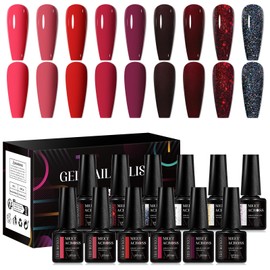 MEET ACROSS 9 Colors Gel Nail Polish + 3PCS Function Gel,Soak Off UV LED Lamp Gel Nail Polish Kit,Fashion Nail Art Design Gifts for Women Manicure Salon (SET1, 12pcs)