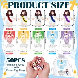 50 Set Mini Jesus Figures Include 50 Little Jesus Toys 50 Prayer Scripture Cards & Organza Bags Jesus Figurines to Hide and Seek Little Jesus Religious Gift for Party Baptism Gifts Easter Egg Stuffers