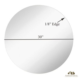 Contemporary Thin Natural Wood Edge Circular Wall Mirror | Glass Panel Rounded Circle Design Vanity Mirror (30" Round)