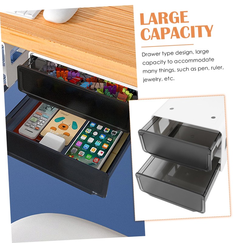 Operitacx Box Double Storage Box Desk Drawer Drawer Compartment Under