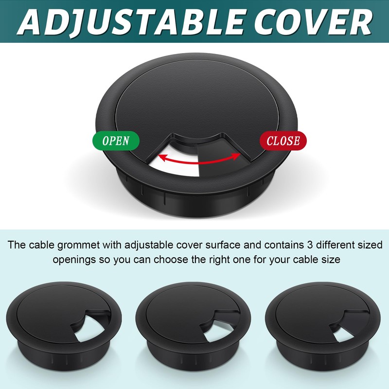 Yeepeo Pack of 10 Cable Grommet Desk, 60 mm Cable