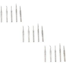 jojofuny 15pcs Precision Tweezers Stainless Steel Tweezers for Electronics and Soldering Curved and Straight Tips for Crafting Jewelry-making and Repair Work