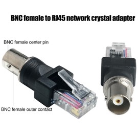LUORNG 2PCS BNC to RJ45 Ethernet Adapter Network Crystal Head Female to RJ45 Male Connector Coaxial Barrel Coupler R to RF Connector for Line Testing