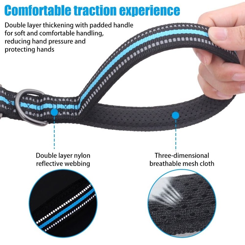 Short Dog Leash,18.5''Reflective Nylon Dog Leash with Handle for Large