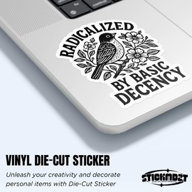 (3Pcs) Radicalized by Basic Decency Sticker Protest Liberal Leftist Democracy Human Rights Waterproof Vinyl Sticker Laptop, Water Bottles, Phone Merchandise Decor Decal Gifts for Her Him 3 Inches