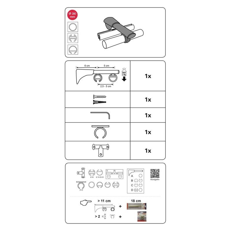 GARDINIA Chicago Series Universal Wall Bracket with Ring and Cross