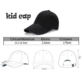 Edoneery Unisex Toddler Kids Plain Cotton Adjustable Low Profile Baseball Cap Hat Black
