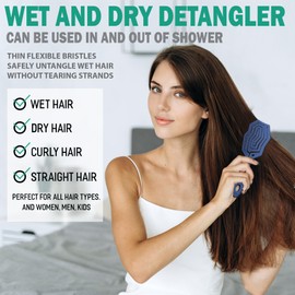 Fiora Naturals Hair Detangling Brush -100% Bio-Friendly Detangler hair brush w/Ultra-soft Bristles- Glide Through Tangles with Ease - For Curly, Straight, Women, Men, Kids, Toddlers, Wet and Dry Hair