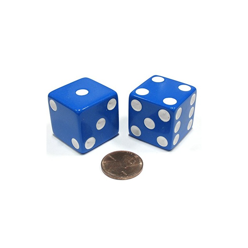Set of 2 D6 25mm Large Opaque Jumbo Dice -