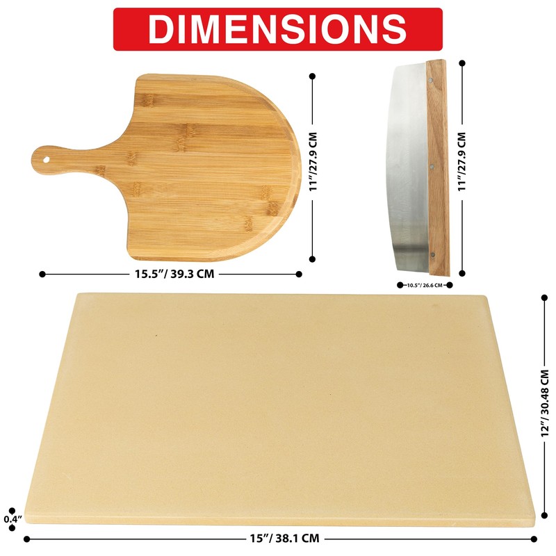 15 x 12 Inch Rectangular Cordierite Pizza Stone for Grill