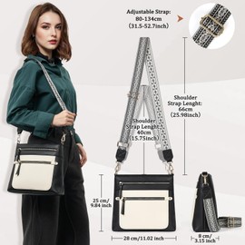 Crossbody Bag for Women Leather Crossbody Purses for Women Waterproof Crossbody Shoulder Bag with Adjustable Strap for Travel Work, Black