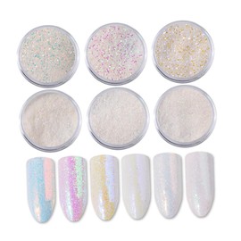 Baluue Fine Glitter Nail Art Powder White Glitter Dust for Nails Uv Gel Sequins Powder Easy Application Brush Included
