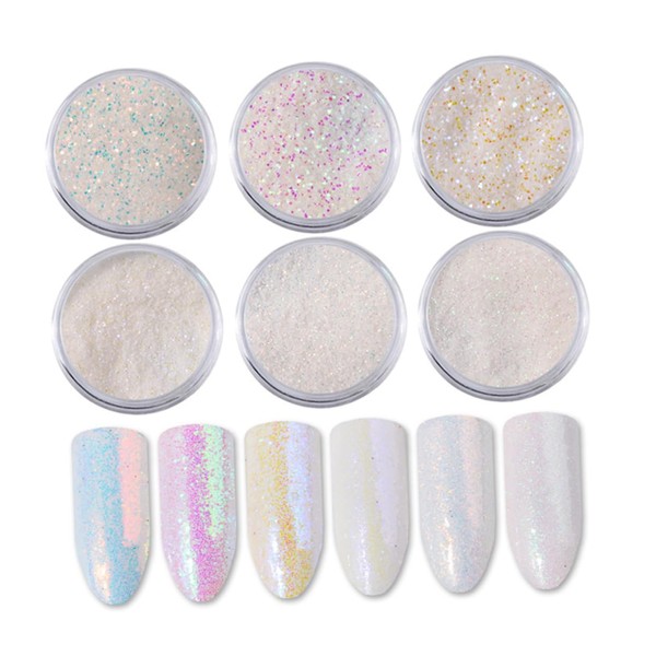 Baluue Fine Glitter Nail Art Powder White Glitter Dust for