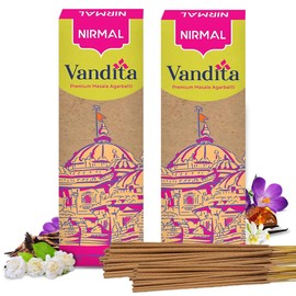 Shubhkart Nirmal Agarbatti Pack 100 g / 140 Sticks for Puja, Meditation & Relaxation - 9" Long Vandita Masala Incense Sticks for Puja | Long Lasting Fragrance | Charcoal Free (Pack of 2)
