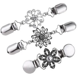 3 Piezas Cardigan Clip Broche Mujer Estilo Retro Cardigan Suéter Clips Blusa Patrón de flores huecas Suéter Clips Broche para mujer Cárdigans Ropa Chal Clip para Mujeres Clip de Rebeca