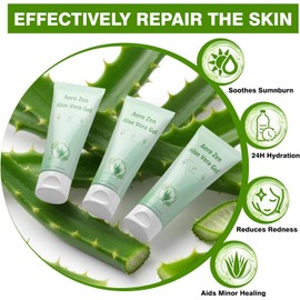 Aero Zen Gel De Aloe Vera Orgánico Al 98%(Paquete De 2), Aloe Puro Hidratante Natural Para Rostro Y Brazos, Gel De Aloe Calmante E Hidratante Para Aliviar Las Quemaduras Solares Y Nutrir