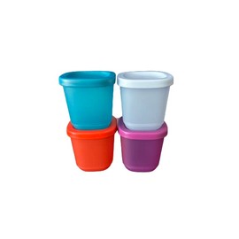 Tupperware Mini Small Basic Bright Square 3oz / 110ml Snack Container Set of 4 Different Shades