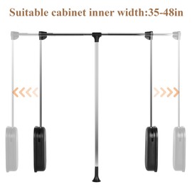 bimiti Pull Down Closet Rod 60 lbs Heavy Duty Home Clothes Storage Hanging Adjustable 33-45 inches Stainless Steel Side Mounted Closet Rod Wardrobe Lift Rail Organizer