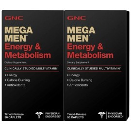 GNC Mega Men Energy & Metabolism Multivitamins Dietary Supplement 2x90 caplest.