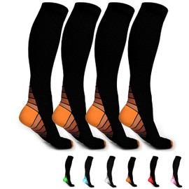Canotagio 2 Pares de Calcetas Hombre. Calcetines de Compresión para Hombre y Mujer. Calcetas Deportivas Hombre. Calceta para Diabetico o Ejercicio Mejora Circulación. Compression Socks. (L/XL, Naranja)