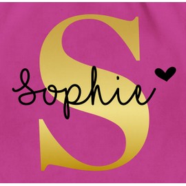 Geschenk mit Namen personalisiert by Shirtracer - Gym Bag Backpack - Initials - Name Gift, 06 Fuchsia
