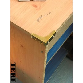 TERF® Traditional Vintage Polished Brass Chest Corner Bracket 50mm (2 inch) Heavy Duty Repair Angle Brace with Fixing Screw for Chest Box Cupboard Desk Drawer Cabinet Table and Multi Use - Pack of 4