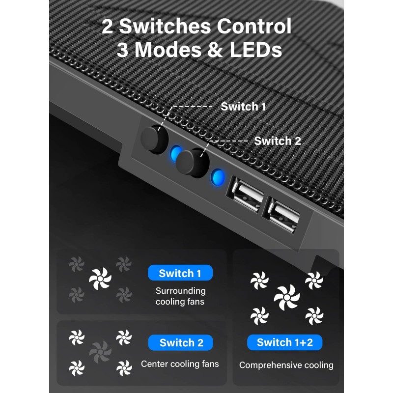 Kootek Laptop Cooling Pad, Laptop Cooler With 5 Quiet Fans