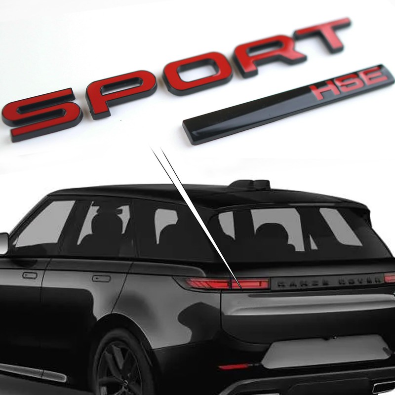 3pc 3D Gloss Black Red Sport hse Badges Emblems with