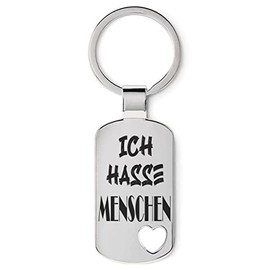 Lieblingsmensch Beautiful Keyring with Filigree and Robust Laser Engraving Model: Ich hasse Menschen - Cut-Out Heart, heart