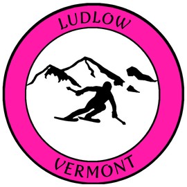 Athena Brands Ludlow, Vermont - Sports Skier - Car Truck Window Bumper Graphics Sticker Decal - Hot Pink
