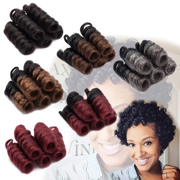 Benehair Saniya Curly Crochet Hair Synthetic Jumpy Wand Curl Toni Curl Crochet Hair for Black Women 10 inch Dark Black Spiral Curls Jamaican Bouncy Twist Braiding Hair 5 packs