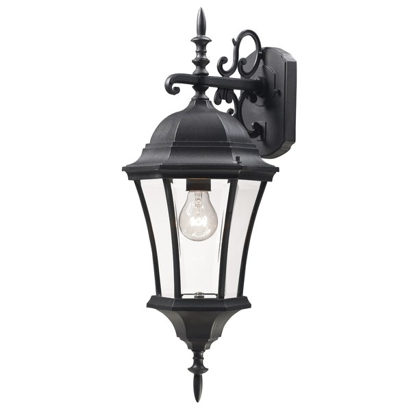 Z-Lite 522M-BK Wakefield Outdoor Wall Light, Aluminum Frame, Black Finish and Clear Beveled Shade of Glass Material