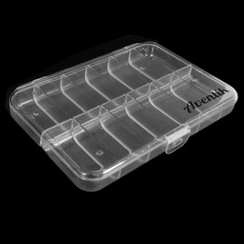 Aventik Polycarbonate Fly Fishing Fly Box Transparent Strong Hook Box Four Different Multi-compartment Options Great Pocket Size 7.52X5.24X1.08inch Fishing Tackle Box (12C)